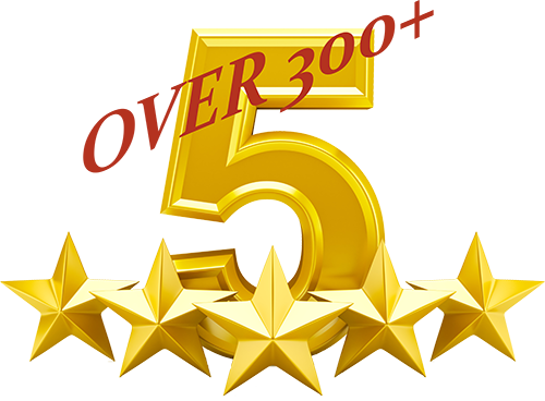 The image shows a graphic design with a golden star background featuring the number '500' prominently displayed, suggesting some form of achievement or milestone reached by the entity represented by the website.